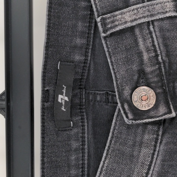 7 FOR ALL MANKIND super skinny dark gray black western studded jeans - Picture 3 of 8